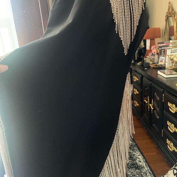 Crystal Fringe Mini Dress-sz Small - Picture 3 of 6